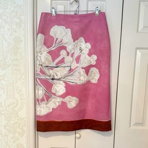 Zara Pink and White Floral Midi Skirt